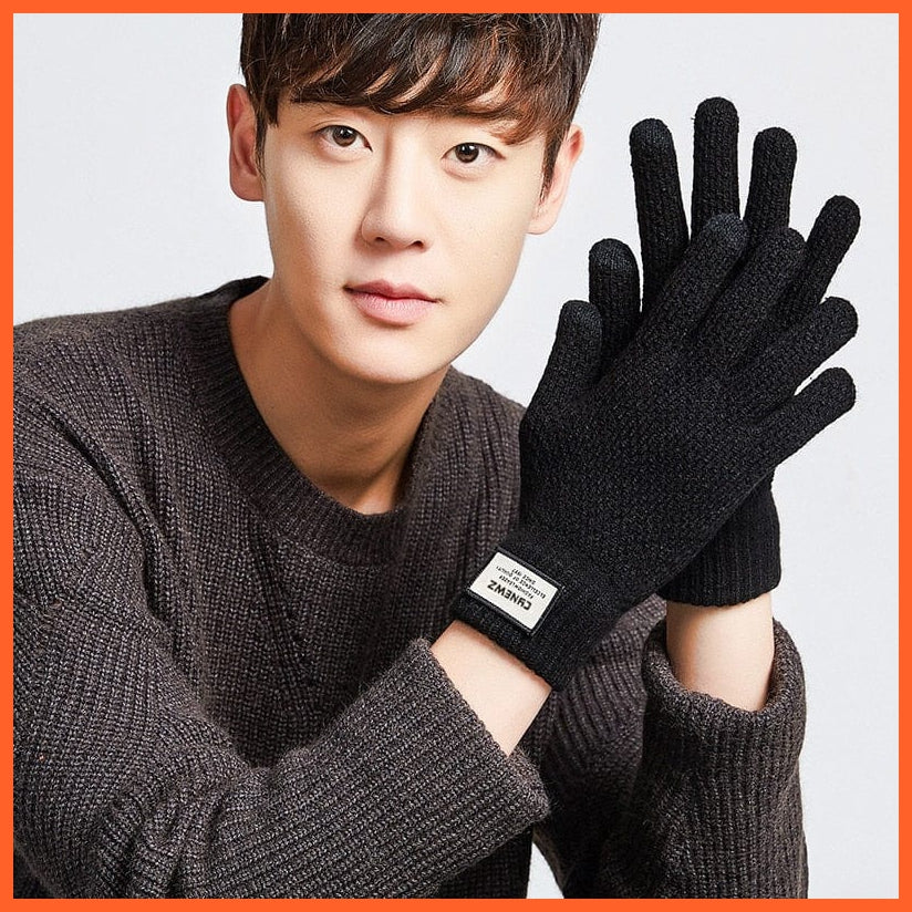 whatagift.com.au Men's Gloves Winter Men Knitted Gloves | Touchscreen Warm Wool Cashmere Solid Men's Gloves