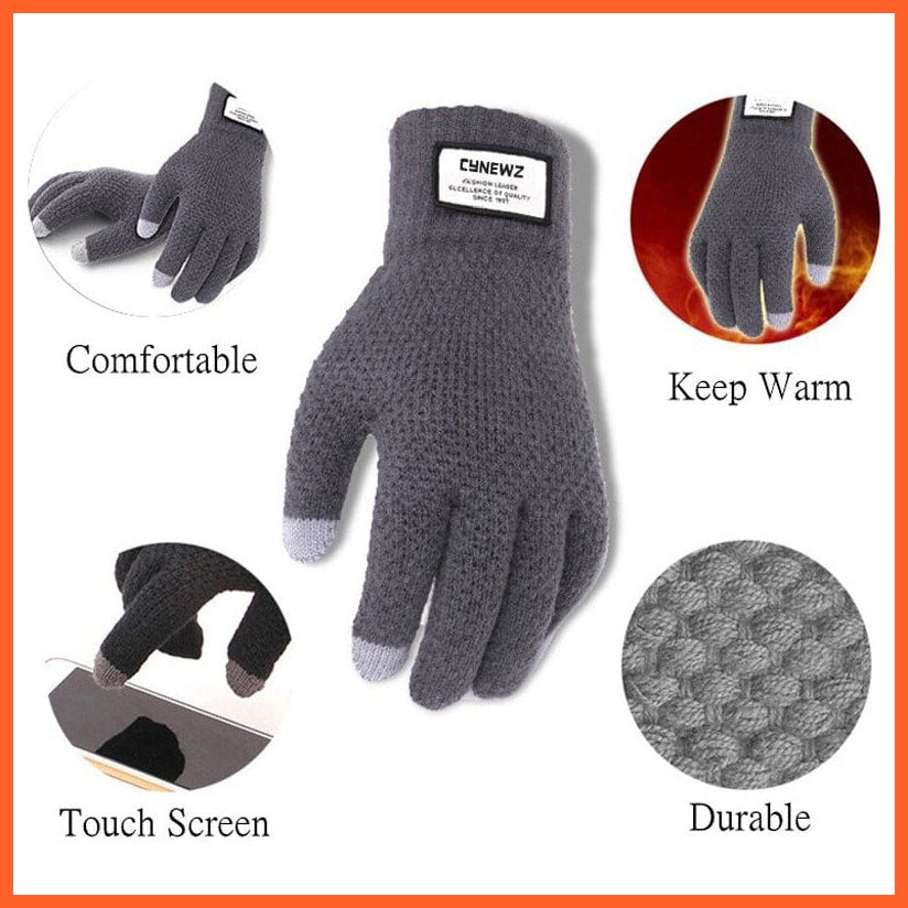 whatagift.com.au Men's Gloves Winter Men Knitted Gloves | Touchscreen Warm Wool Cashmere Solid Men's Gloves