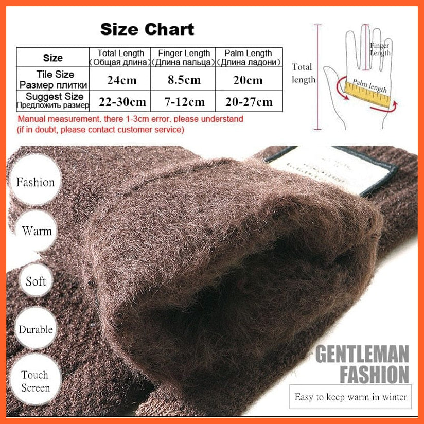 whatagift.com.au Men's Gloves Winter Men Knitted Gloves | Touchscreen Warm Wool Cashmere Solid Men's Gloves