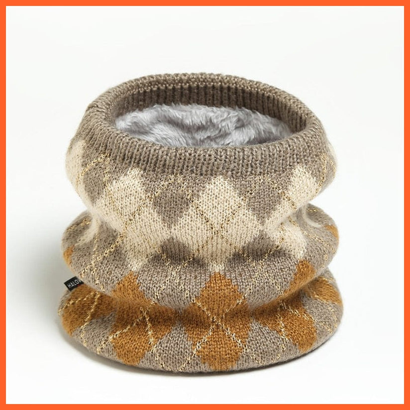 whatagift.com.au Men's Scarf WB27-4 Winter Women Men Solid Knitting Scarf | Thick Warm Velvet Ring High-Quality Muffler