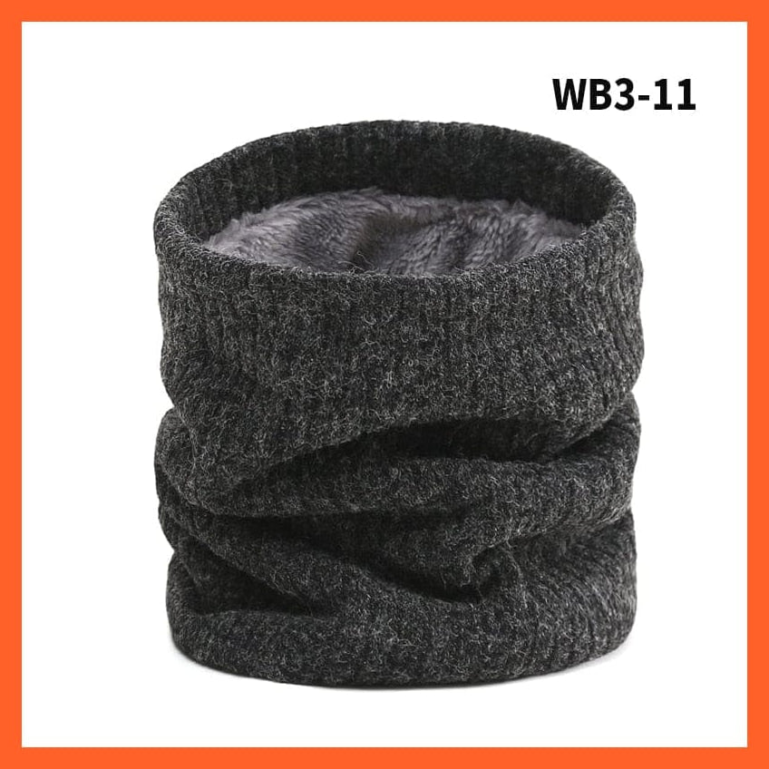 whatagift.com.au Men's Scarf WB3-11 Winter Women Men Solid Knitting Scarf | Thick Warm Velvet Ring High-Quality Muffler