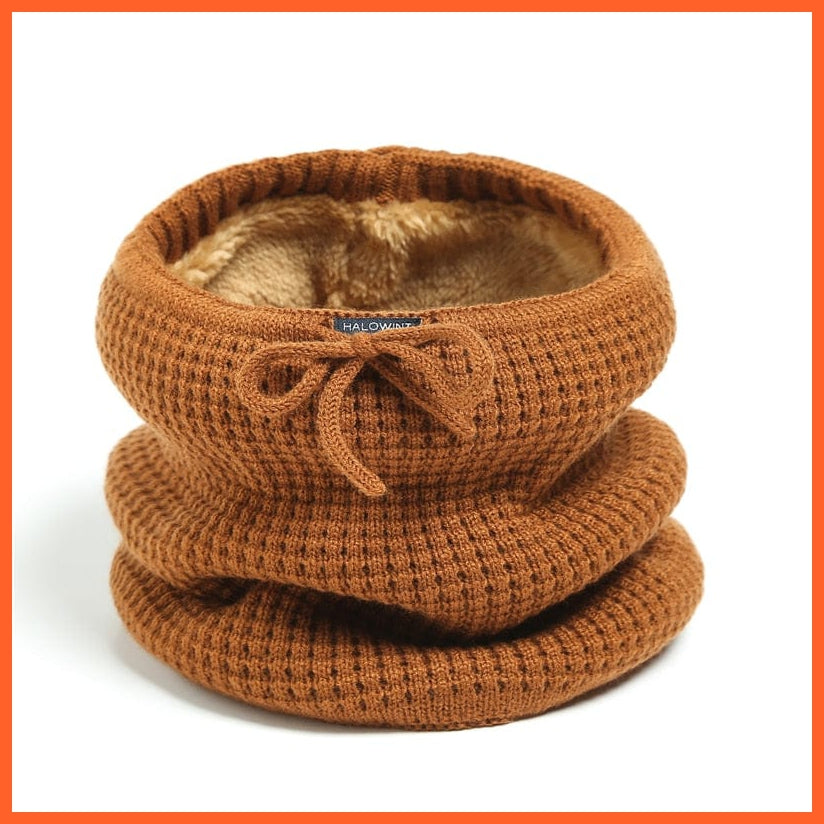 whatagift.com.au Men's Scarf WB37-1 Winter Women Men Solid Knitting Scarf | Thick Warm Velvet Ring High-Quality Muffler
