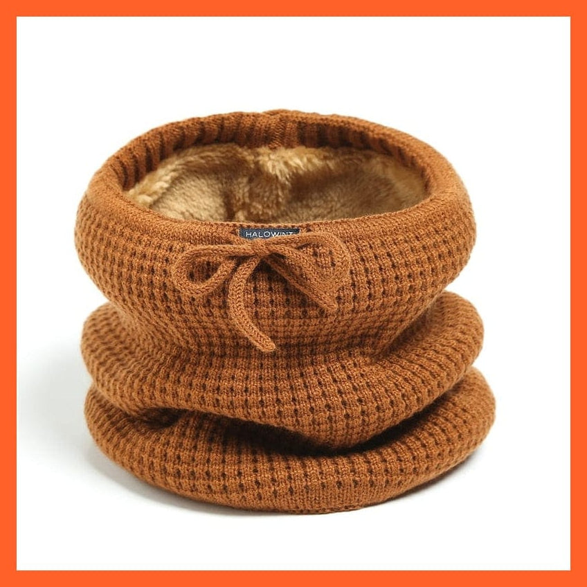 whatagift.com.au Men's Scarf WB37-1 Winter Women Men Solid Knitting Scarf | Thick Warm Velvet Ring High-Quality Muffler