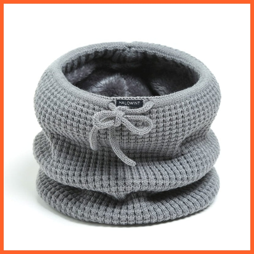 whatagift.com.au Men's Scarf WB37-2 Winter Women Men Solid Knitting Scarf | Thick Warm Velvet Ring High-Quality Muffler