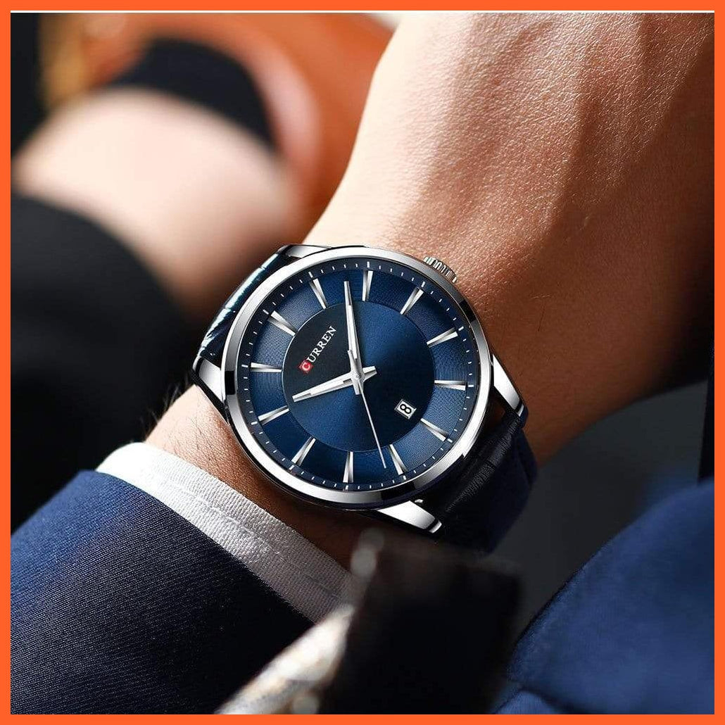 Casual Fashion Quartz Watches For Men | Leather Strap Wristwatches Luxury Brand Business Style Mens Watches | whatagift.com.au.