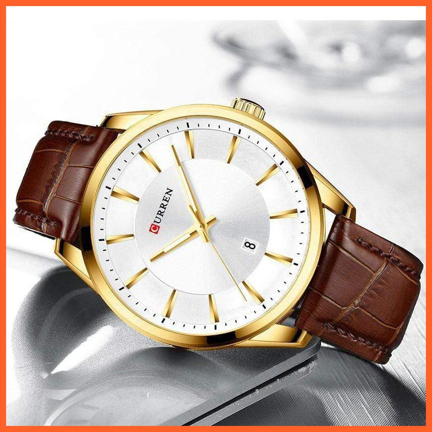 Casual Fashion Quartz Watches For Men | Leather Strap Wristwatches Luxury Brand Business Style Mens Watches | whatagift.com.au.