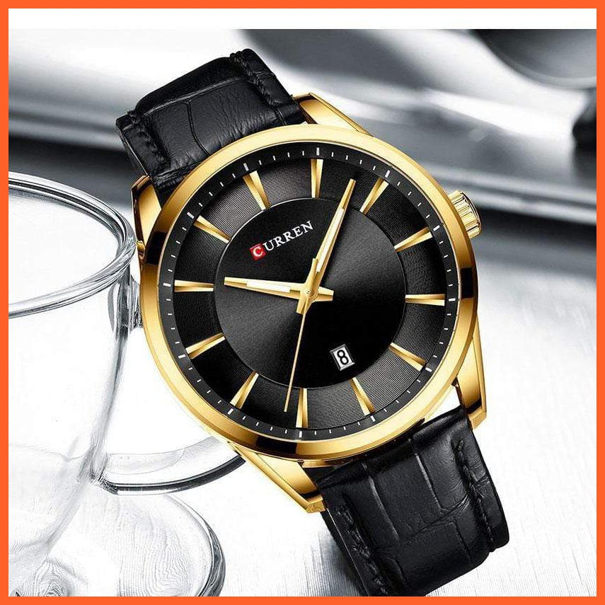 Casual Fashion Quartz Watches For Men | Leather Strap Wristwatches Luxury Brand Business Style Mens Watches | whatagift.com.au.