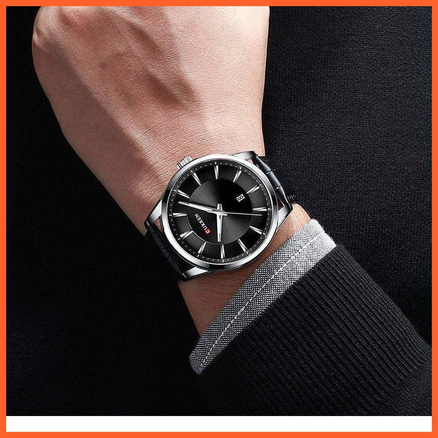 Casual Fashion Quartz Watches For Men | Leather Strap Wristwatches Luxury Brand Business Style Mens Watches | whatagift.com.au.