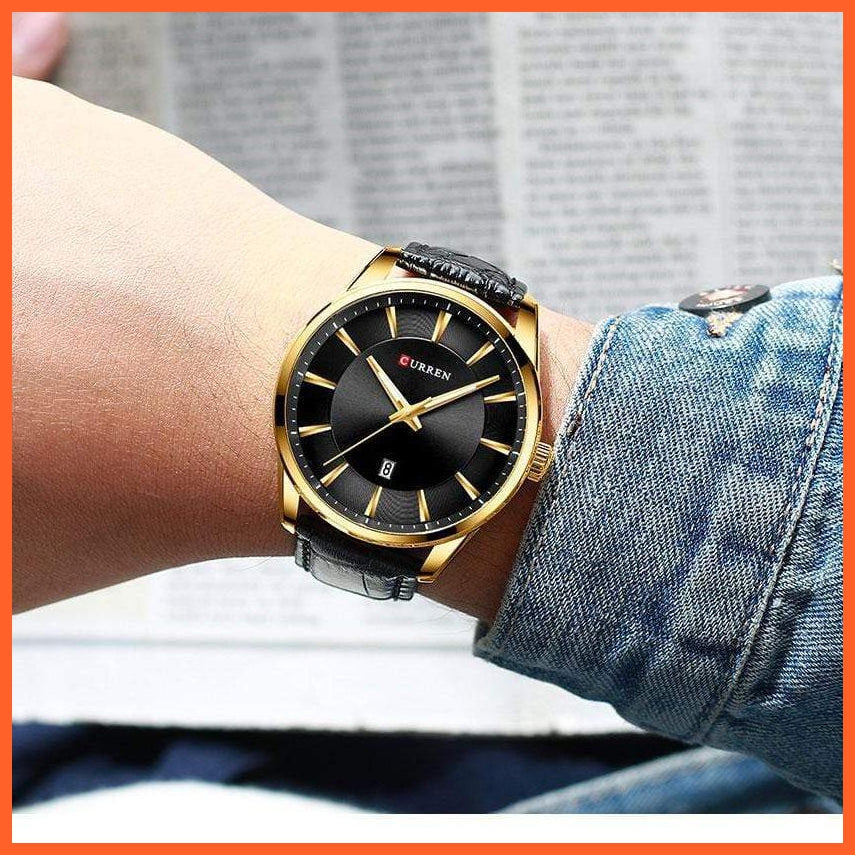 Casual Fashion Quartz Watches For Men | Leather Strap Wristwatches Luxury Brand Business Style Mens Watches | whatagift.com.au.