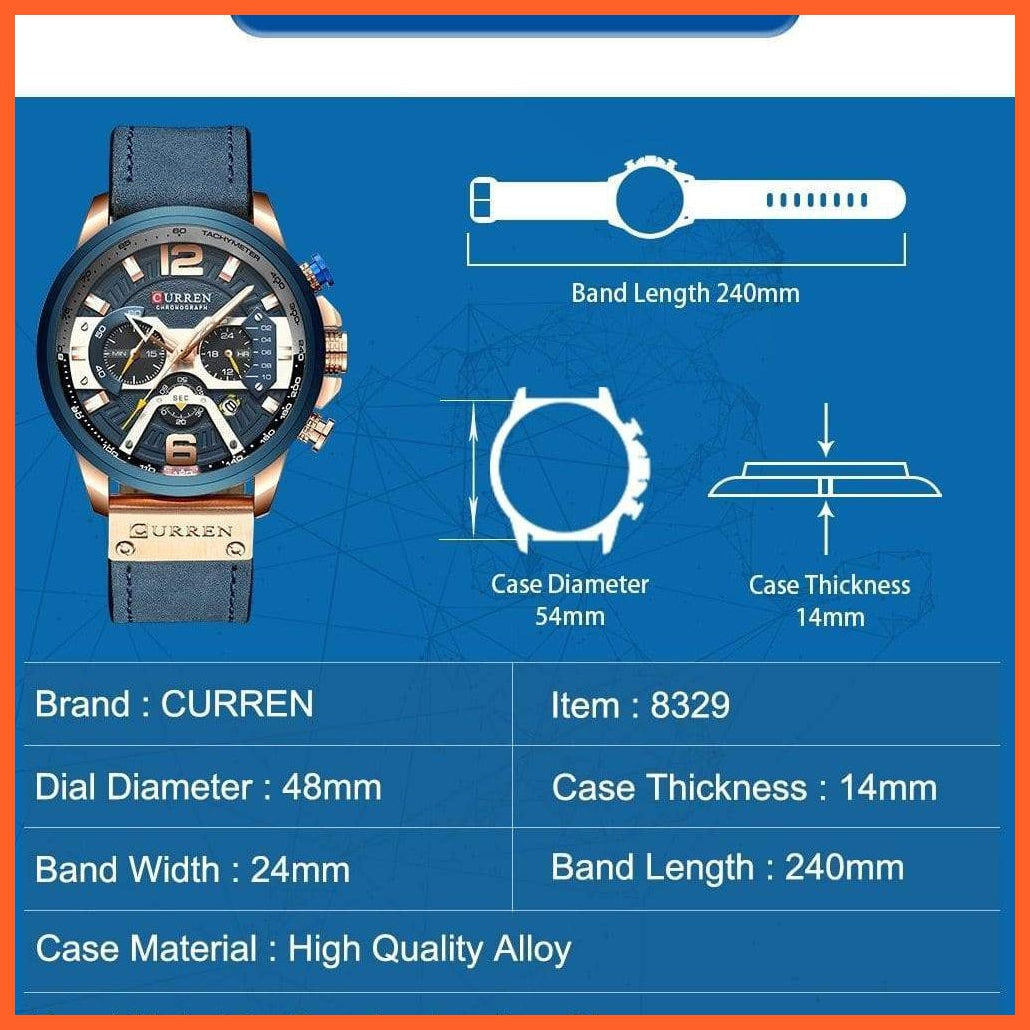 Mens Watches Top Brand Luxury Leather Sports Watch | Mens Fashion Chronograph Quartz  Waterproof Wristwatch | whatagift.com.au.