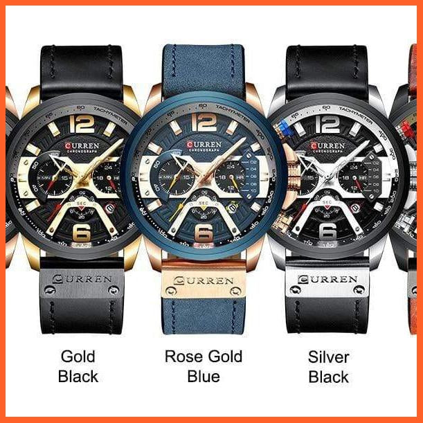 Mens Watches Top Brand Luxury Leather Sports Watch | Mens Fashion Chronograph Quartz  Waterproof Wristwatch | whatagift.com.au.