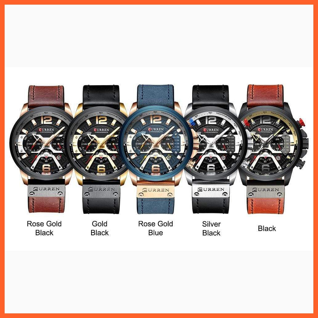 Mens Watches Top Brand Luxury Leather Sports Watch | Mens Fashion Chronograph Quartz  Waterproof Wristwatch | whatagift.com.au.