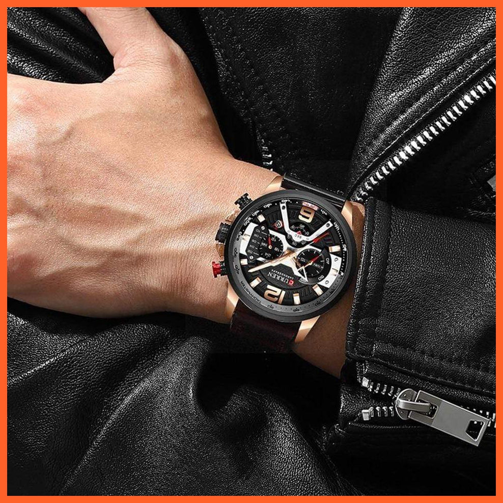 Mens Watches Top Brand Luxury Leather Sports Watch | Mens Fashion Chronograph Quartz  Waterproof Wristwatch | whatagift.com.au.