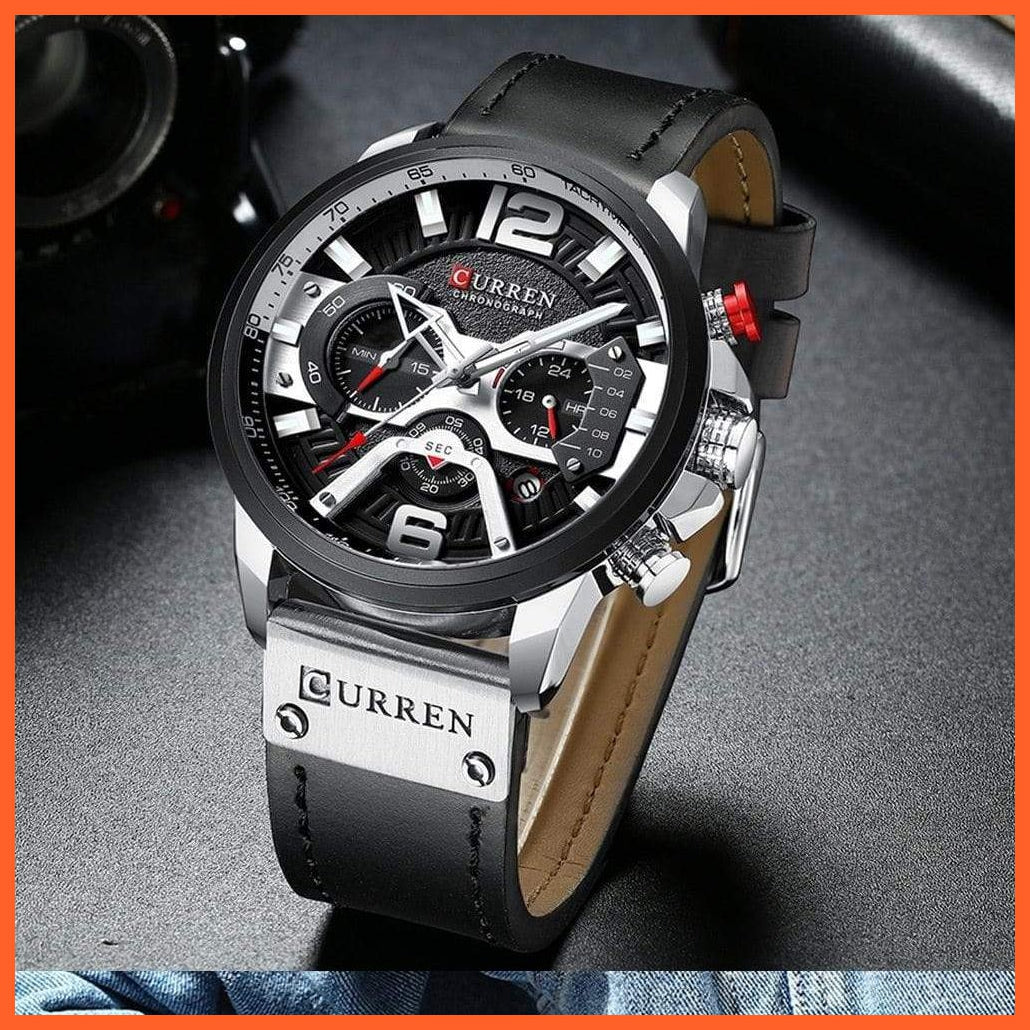 Mens Watches Top Brand Luxury Leather Sports Watch | Mens Fashion Chronograph Quartz  Waterproof Wristwatch | whatagift.com.au.