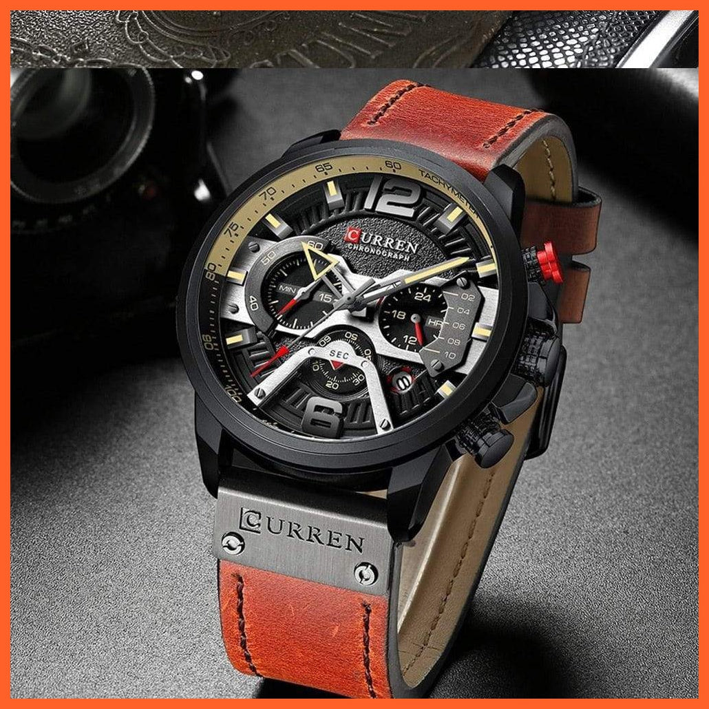Mens Watches Top Brand Luxury Leather Sports Watch | Mens Fashion Chronograph Quartz  Waterproof Wristwatch | whatagift.com.au.