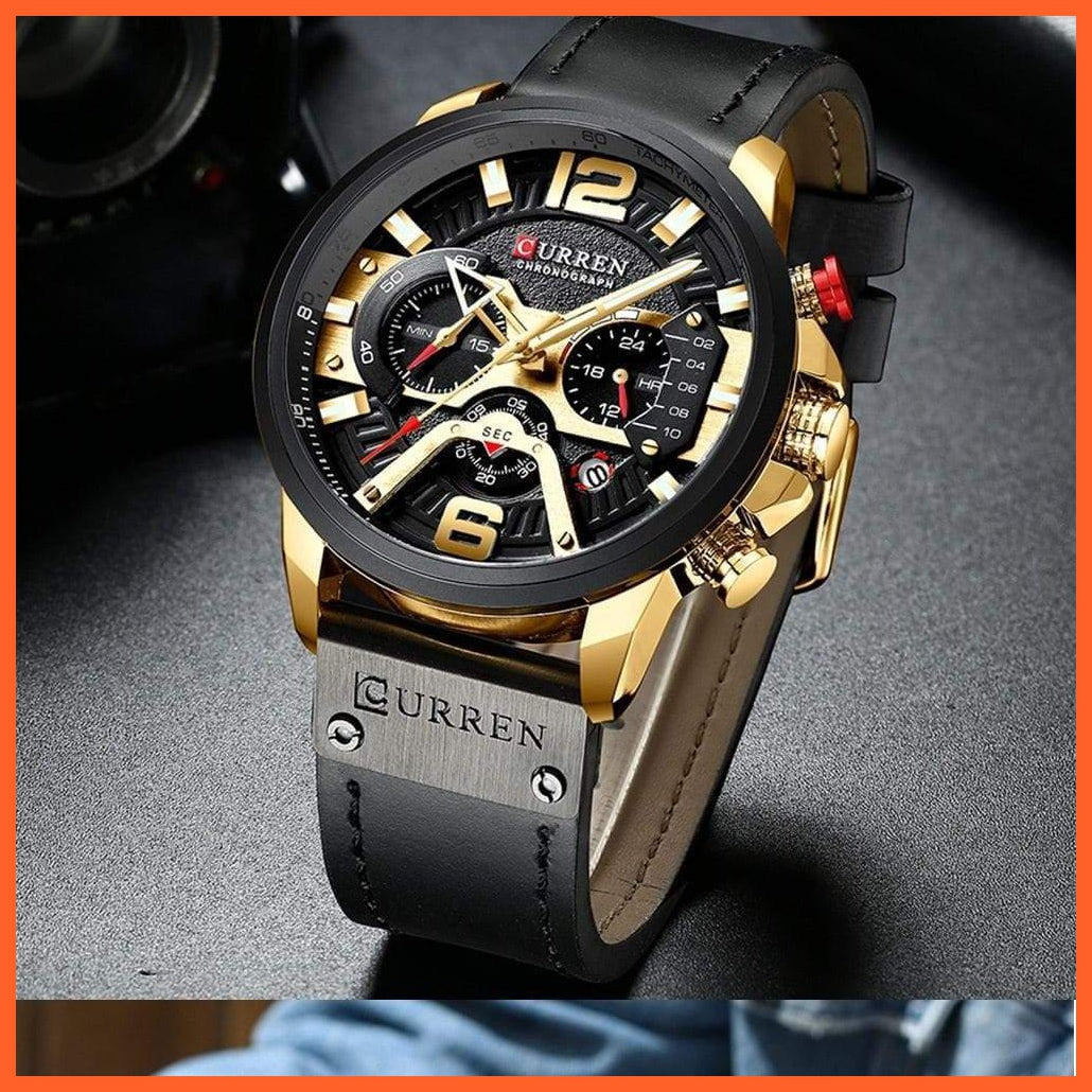Mens Watches Top Brand Luxury Leather Sports Watch | Mens Fashion Chronograph Quartz  Waterproof Wristwatch | whatagift.com.au.