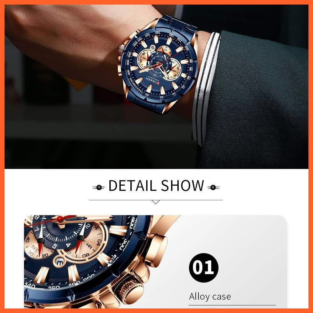 New Casual Sport Chronograph Men'S Watches | Stainless Steel Band Wristwatch Big Dial Quartz Luminous Watch | whatagift.com.au.