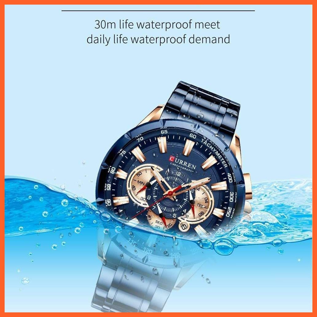 New Casual Sport Chronograph Men'S Watches | Stainless Steel Band Wristwatch Big Dial Quartz Luminous Watch | whatagift.com.au.
