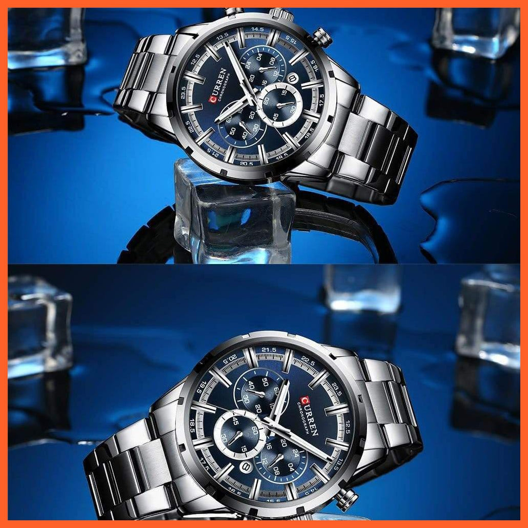 New Fashion Men'S Watches With Stainless Steel | Top Brand Luxury Waterproof Sports Chronograph Quartz Mens Watch | whatagift.com.au.