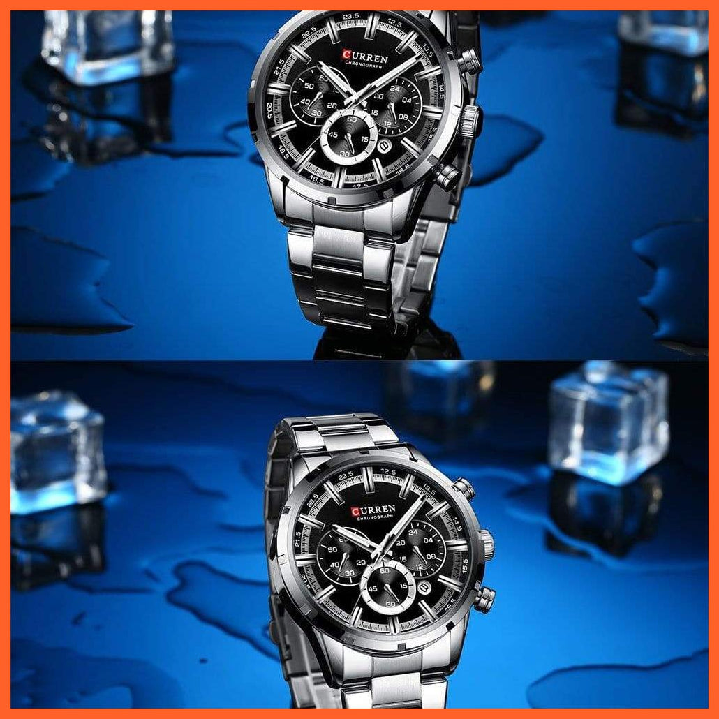 New Fashion Men'S Watches With Stainless Steel | Top Brand Luxury Waterproof Sports Chronograph Quartz Mens Watch | whatagift.com.au.