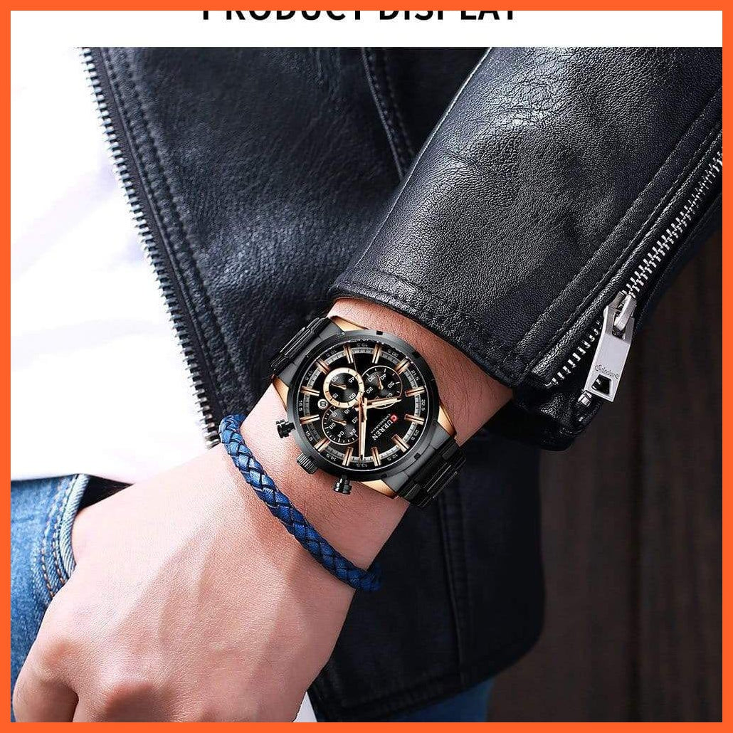 New Fashion Men'S Watches With Stainless Steel | Top Brand Luxury Waterproof Sports Chronograph Quartz Mens Watch | whatagift.com.au.