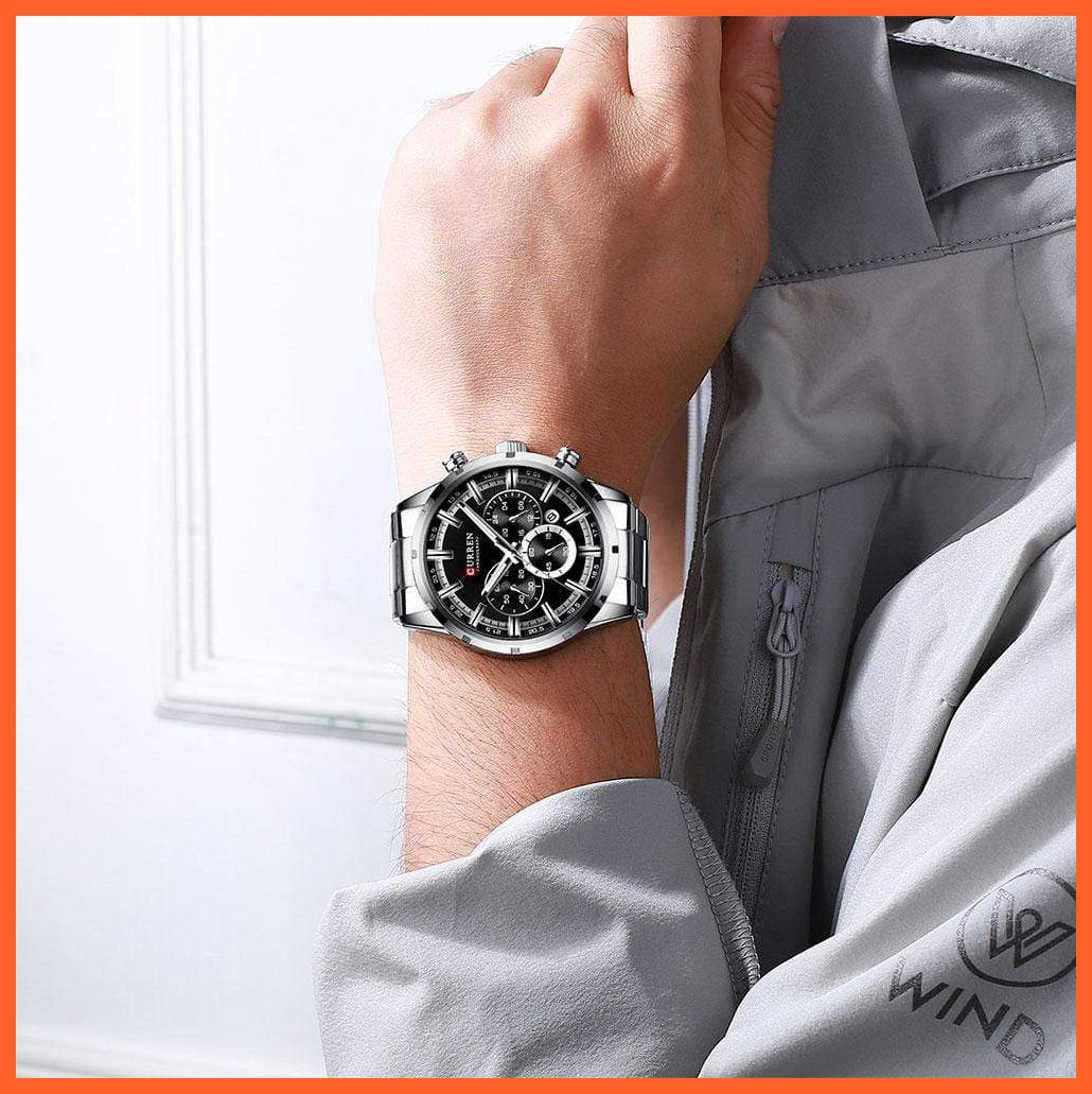 New Fashion Men'S Watches With Stainless Steel | Top Brand Luxury Waterproof Sports Chronograph Quartz Mens Watch | whatagift.com.au.