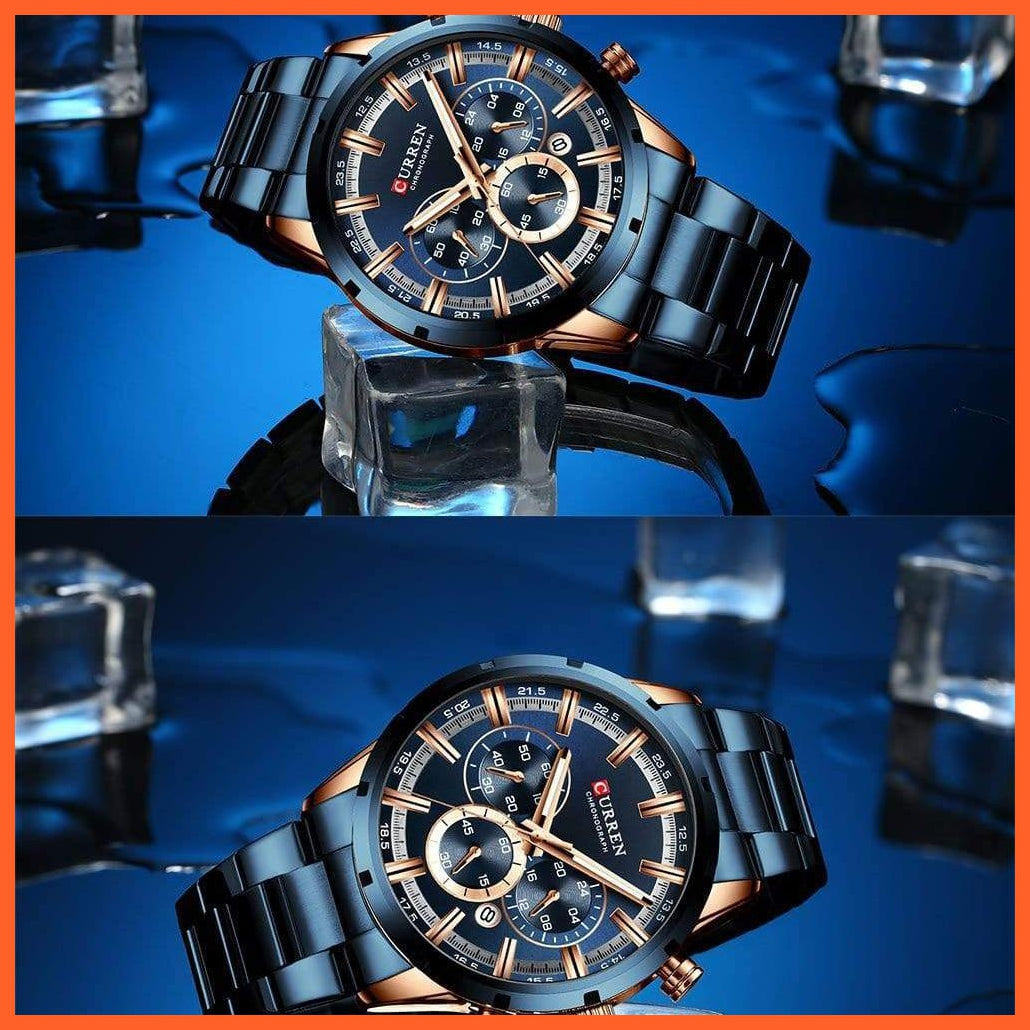 New Fashion Men'S Watches With Stainless Steel | Top Brand Luxury Waterproof Sports Chronograph Quartz Mens Watch | whatagift.com.au.