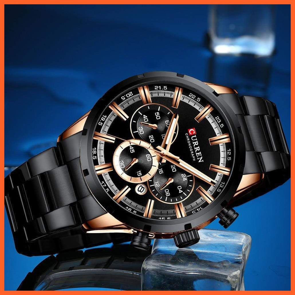 New Fashion Men'S Watches With Stainless Steel | Top Brand Luxury Waterproof Sports Chronograph Quartz Mens Watch | whatagift.com.au.