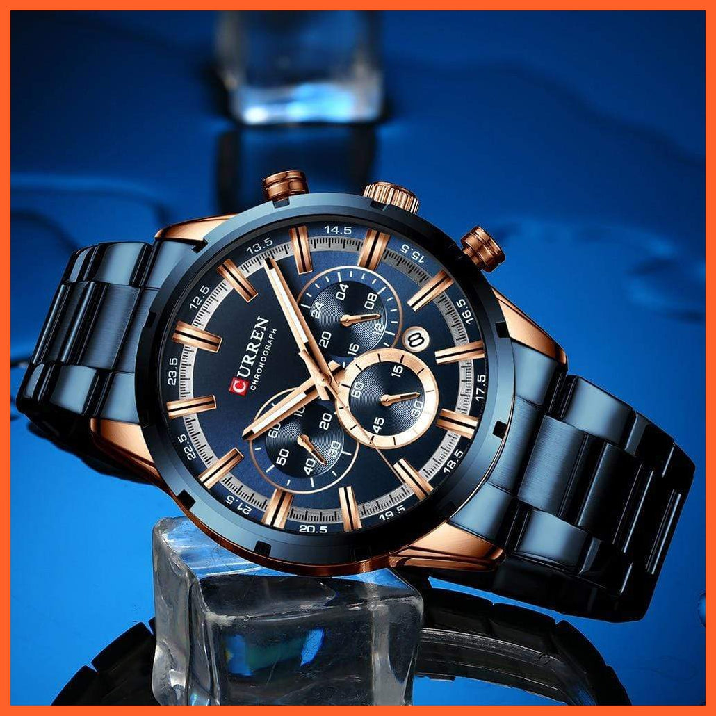 New Fashion Men'S Watches With Stainless Steel | Top Brand Luxury Waterproof Sports Chronograph Quartz Mens Watch | whatagift.com.au.
