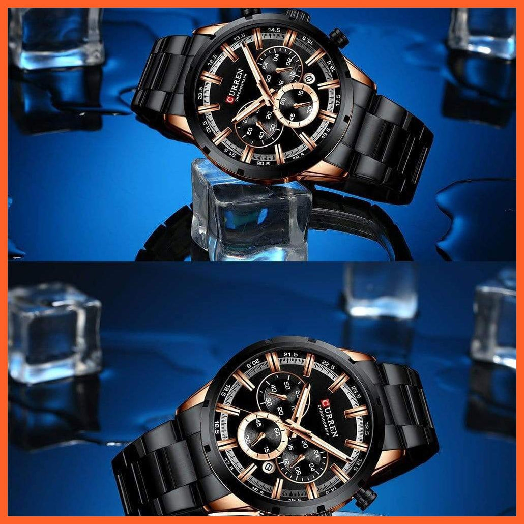 New Fashion Men'S Watches With Stainless Steel | Top Brand Luxury Waterproof Sports Chronograph Quartz Mens Watch | whatagift.com.au.