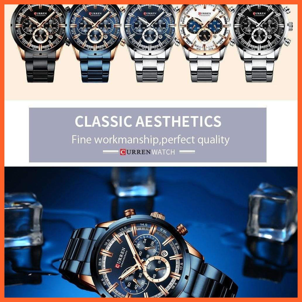 New Fashion Men'S Watches With Stainless Steel | Top Brand Luxury Waterproof Sports Chronograph Quartz Mens Watch | whatagift.com.au.