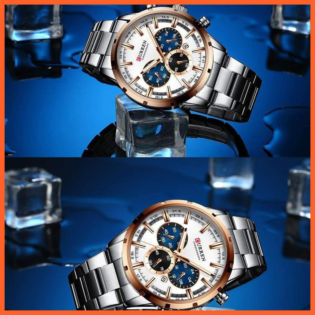New Fashion Men'S Watches With Stainless Steel | Top Brand Luxury Waterproof Sports Chronograph Quartz Mens Watch | whatagift.com.au.