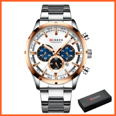 New Fashion Men'S Watches With Stainless Steel | Top Brand Luxury Waterproof Sports Chronograph Quartz Mens Watch | whatagift.com.au.