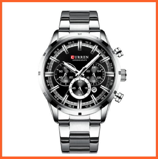 New Fashion Men'S Watches With Stainless Steel | Top Brand Luxury Waterproof Sports Chronograph Quartz Mens Watch | whatagift.com.au.