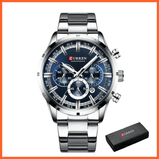 New Fashion Men'S Watches With Stainless Steel | Top Brand Luxury Waterproof Sports Chronograph Quartz Mens Watch | whatagift.com.au.