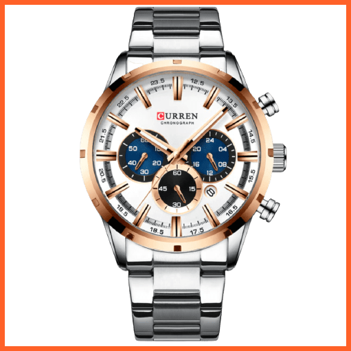 New Fashion Men'S Watches With Stainless Steel | Top Brand Luxury Waterproof Sports Chronograph Quartz Mens Watch | whatagift.com.au.