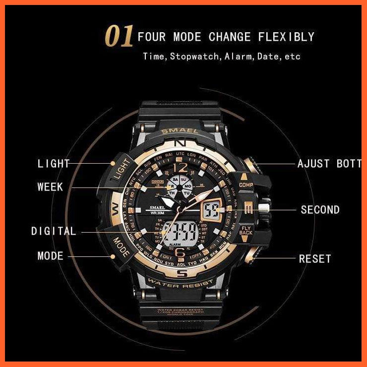 Sport Watch Mens Led Digital Quartz Wrist Watches | Men'S Chronograph Dual Display Top Brand Luxury Digital Watches | whatagift.com.au.