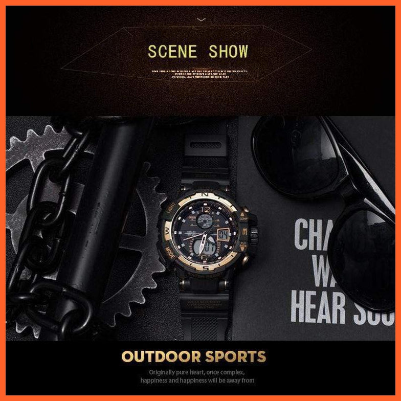 Sport Watch Mens Led Digital Quartz Wrist Watches | Men'S Chronograph Dual Display Top Brand Luxury Digital Watches | whatagift.com.au.