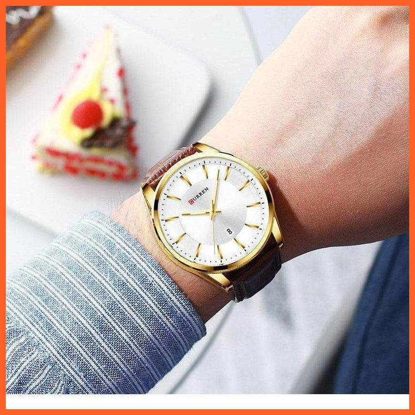 Casual Fashion Quartz Watches For Men | Leather Strap Wristwatches Luxury Brand Business Style Mens Watches | whatagift.com.au.