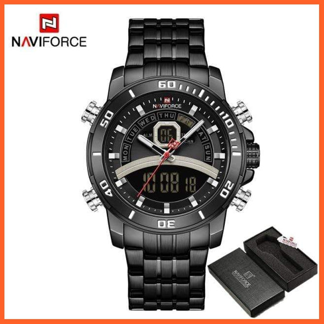 Luxury Gold Watch Men Sport Digital Chronograph Watches Male Steel Band Waterproof Quartz Wristwatch | whatagift.com.au.