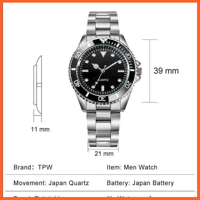 Black Dial Men Business Watch Spinning Bezel Metal Strap Wristwatches | whatagift.com.au.