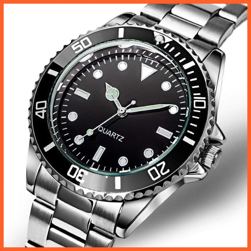 Black Dial Men Business Watch Spinning Bezel Metal Strap Wristwatches | whatagift.com.au.