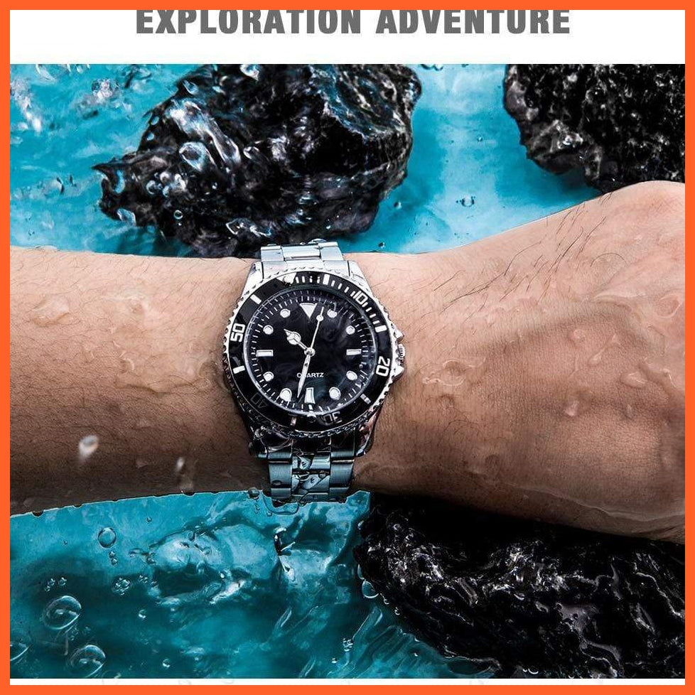 Black Dial Men Business Watch Spinning Bezel Metal Strap Wristwatches | whatagift.com.au.