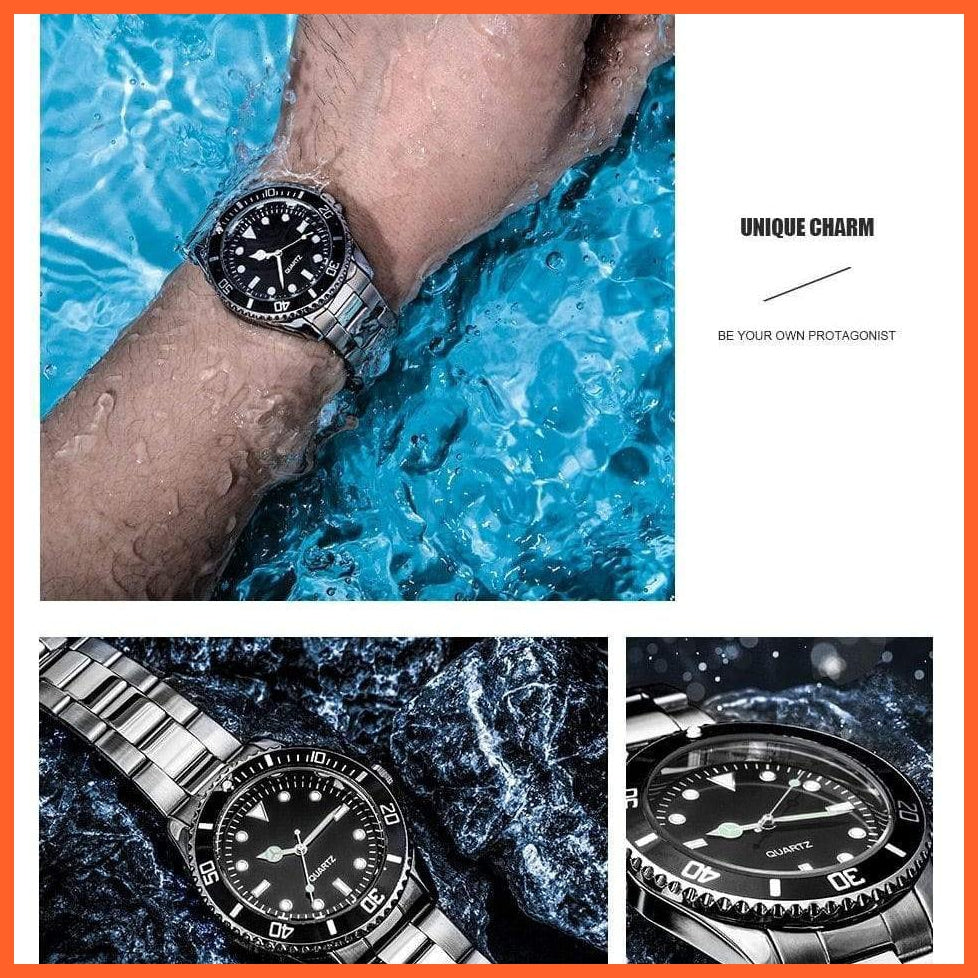 Black Dial Men Business Watch Spinning Bezel Metal Strap Wristwatches | whatagift.com.au.