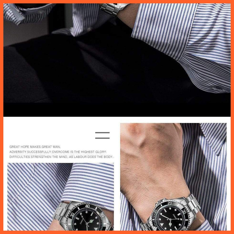 Black Dial Men Business Watch Spinning Bezel Metal Strap Wristwatches | whatagift.com.au.
