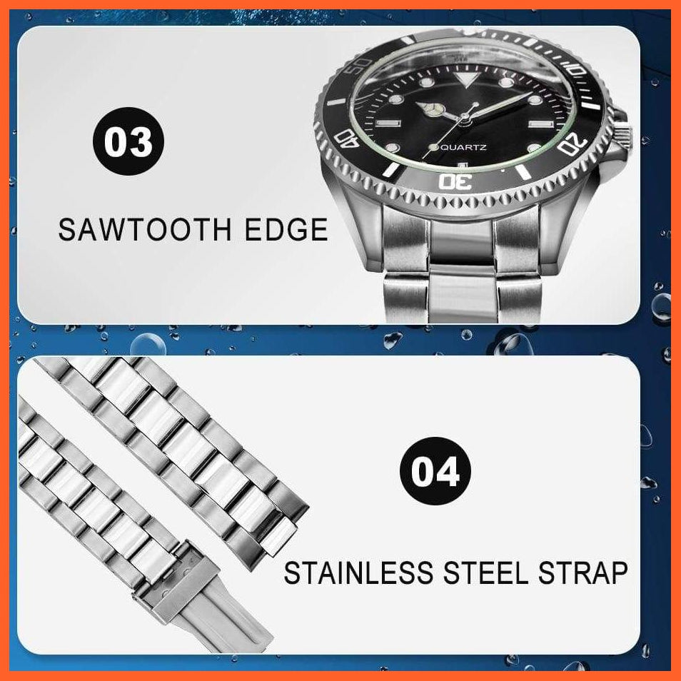 Black Dial Men Business Watch Spinning Bezel Metal Strap Wristwatches | whatagift.com.au.