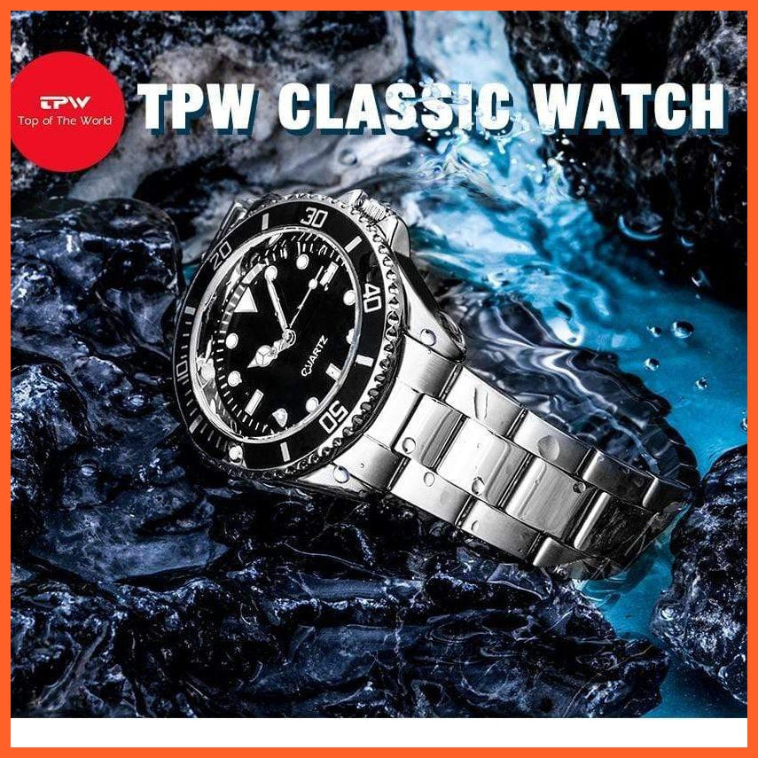 Black Dial Men Business Watch Spinning Bezel Metal Strap Wristwatches | whatagift.com.au.