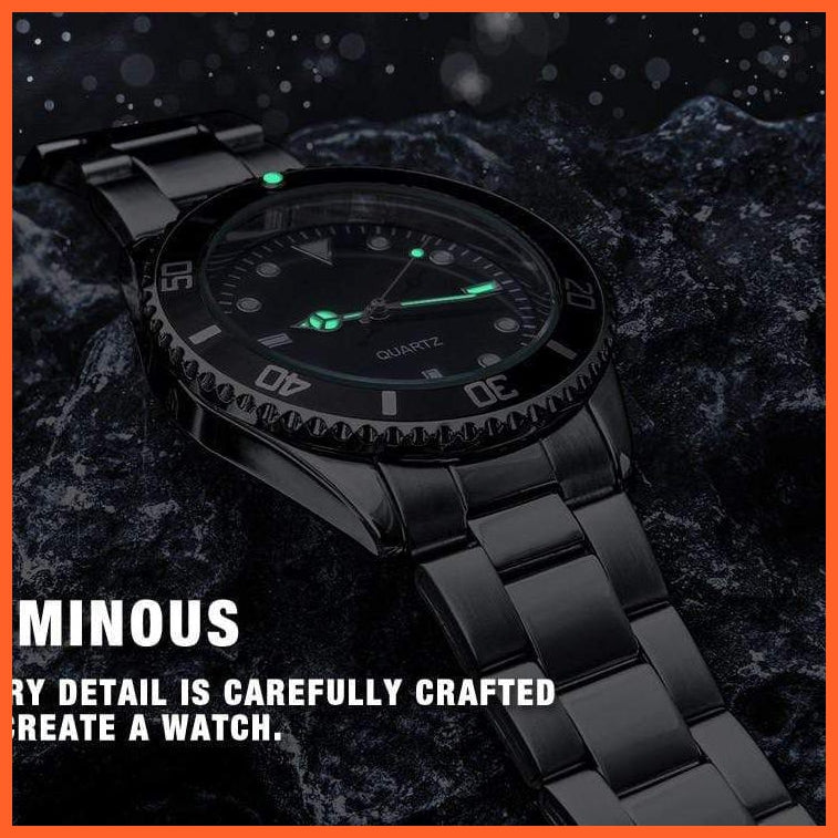 Black Dial Men Business Watch Spinning Bezel Metal Strap Wristwatches | whatagift.com.au.