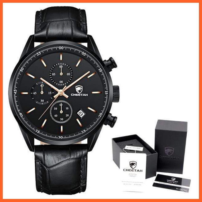 New  Waterproof Quartz Men'S Watches | Chronograph Sport Wristwatch Leather Business Casual Watches With Box | whatagift.com.au.