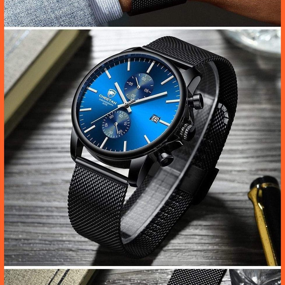 Branded Mens Watch Fashion Business Quartz Wrist Watches | Stainless Steel Mesh Chronograph Casual Wristwatches | whatagift.com.au.